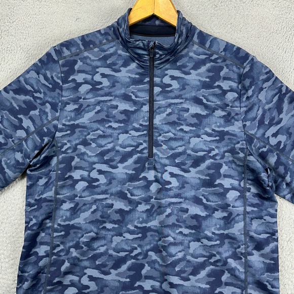 Vineyard‎ Vines Jim Natz Pullover Golf Shirt Mens Medium Blue Camo Quarter Zip